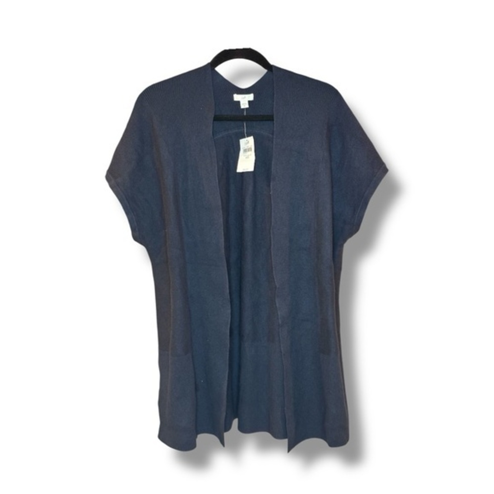 J. Jill Navy Oversized Open Front Short Sleeve Cardigan